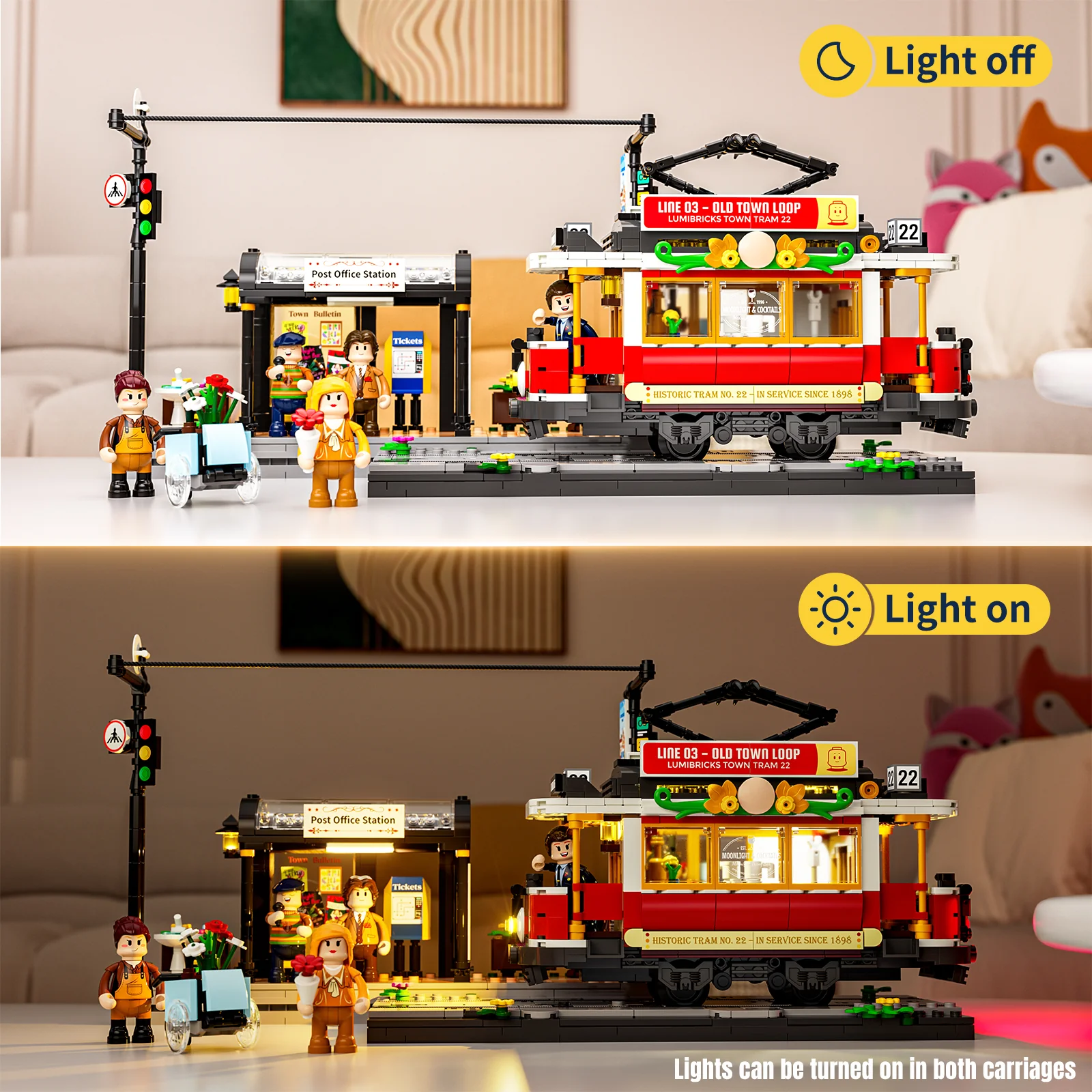 Lumibricks Maison en Bambou Set de Briques de Construction Lumineux – 2432 Pièces Cabane